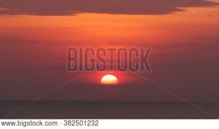 The Sunset Sun Goes Down Over The Indian Ocean