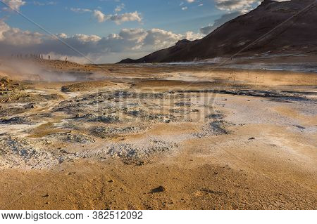 View Of The Hot Spring Hot Spring Area Known As Hverir, Part Of The Krafla Active Volcanic System, N