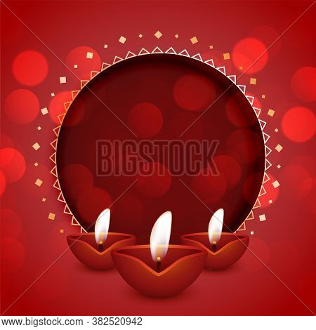 Festical Card For Happy Diwali With Diya And Text Space