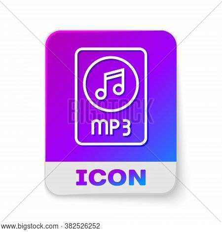 White Line Mp3 File Document. Download Mp3 Button Icon Isolated On White Background. Mp3 Music Forma