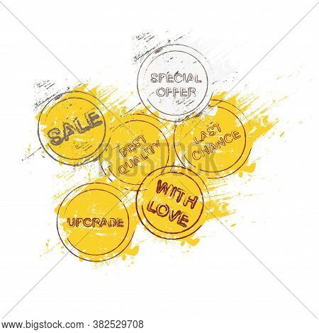 Best Quality, With Love, Special Offear, Sale, Last Chanse,  Banner. Stamp On A Yellow Smear Of Pain