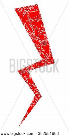 Spall Mosaic Electric Strike Icon. Electric Strike Mosaic Icon Of Spall Elements Which Have Differen