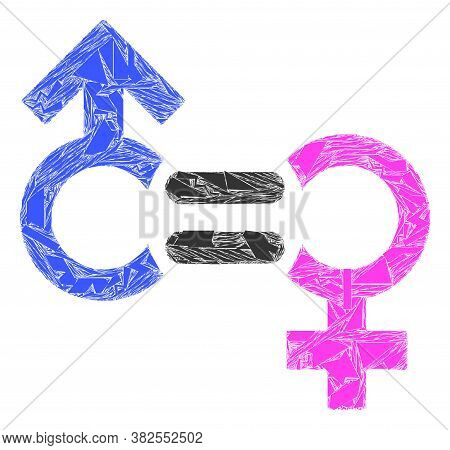 Debris Mosaic Genders Relation Symbol Icon. Genders Relation Symbol Mosaic Icon Of Debris Elements W