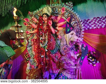 Kolkata, West Bengal/india- January 20 2020: Idol Of Hindu Goddess- Durga Worshiped During A Festiva