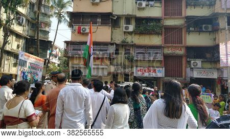 Mumbai, Maharastra/india- February 01 2020: Citizens Of Indian Participating In A Cultural Activity.
