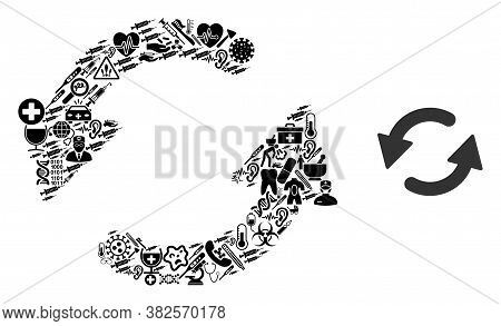 Mosaic Refresh Ccw With Health Symbols And Basic Icon. Mosaic Vector Refresh Ccw Is Created With Hea