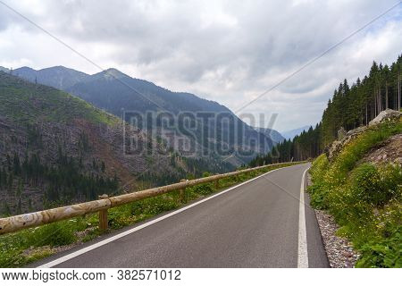 Mountain Landscape At Summer Along The Road To Manghen Pass, Trento, Trentino Alto Adige, Italy. Fal