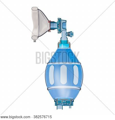 Cross-section Of Bag Valve Mask, 3d Rendering Isolated On White Background
