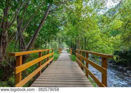 Bridge The Valira Del Orient River In Cami Ral In Summer In Andorra.