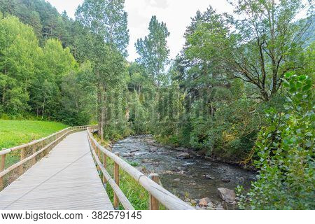 Bridge The Valira Del Orient River In Cami Ral In Summer In Andorra.