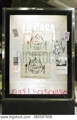 Caba, Buenos Aires / Argentina; Aug 23, 2019: Protest In Front Of The Brazilian Embassy, For The Pro