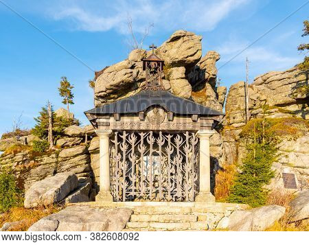 Small Chapel Of Johann Nepomuk Neumann At Hochstein Summit, Bavarian Forest, Germany.