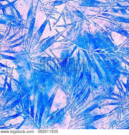 Exotic Seamless Pattern. Fashion Hand Drawn Texture. Blue Galaxy Background. Exotic Seamless Pattern