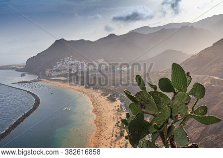 View Of Famous Beach And Ocean Lagoon Playa De Las Teresitas,tenerife, Canary Islands