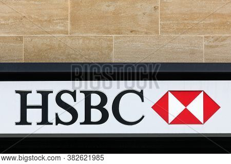 London, United Kingdom - September 25, 2019: Hsbc Logo On A Wall. Hsbc Holdings Is A British Multina