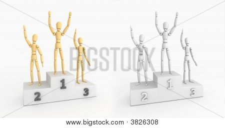 Podio de la victoria - agitando los ganadores