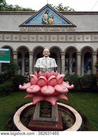 Medan, Sumatra, Indonesia, January 9, 2018: Statue Of John Paul Ii In The Graha Maria Annai Velangka
