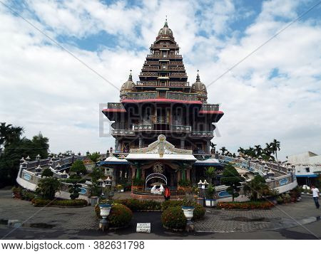 Medan, Sumatra, Indonesia, January 9, 2018: Main Facade And Access Ramps Of The Graha Maria Annai Ve