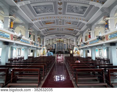 Medan, Sumatra, Indonesia, January 9, 2018: Main Chapel Of Graha Maria Annai Velangkanni Church. Ind