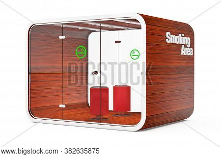 Smoking Booth. Special Room For Smokers. Smoking Area For Cigarettes, Tobacco, Vipes And E-cigarette