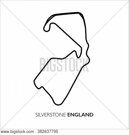 Silverstone Circuit, England. Motorsport Race Track Vector Map