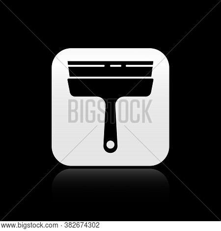 Black Cleaning Service With Of Rubber Cleaner For Windows Icon Isolated On Black Background. Squeege