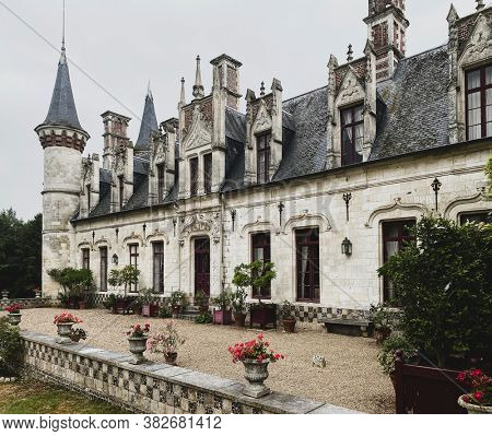 Prestigious New Gothic castle of Regniere-Ecluse in the department of Somme in France, in picardy