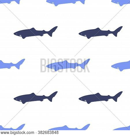 Seamless Pattern With Icon Polar Atlantic Sharks. Modern Vector Illustration For Web Design Or Print