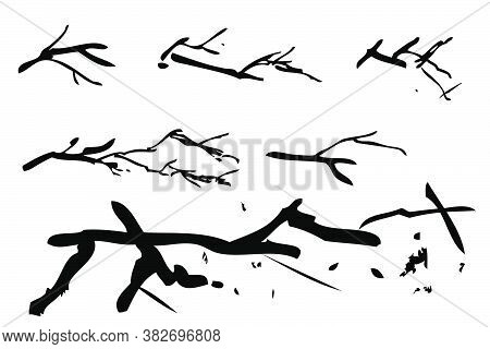 Vector Hand Draw Sketch, Various Crack Effect, Isolated On White.