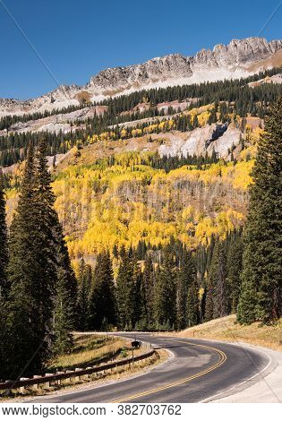 Kebler Pass Scenic Road In Gunnison National Forest Colorado.\ngunnison County Road 12 Is Known As T
