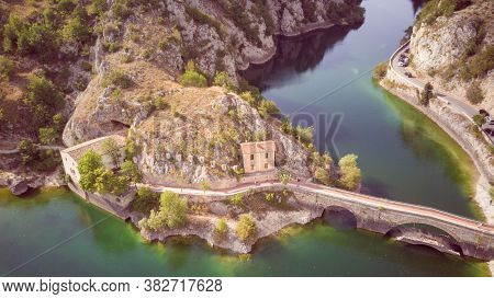 View Of Lake Of San Domenico In The Municipality Of Villalago In The Province Of Laquila. Abruzzo - 