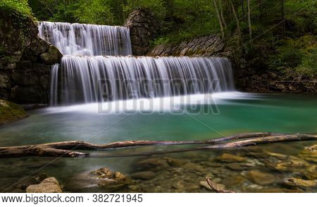 Waterfalls Of River Vils, Cloudy Summer Day, Long Exposure