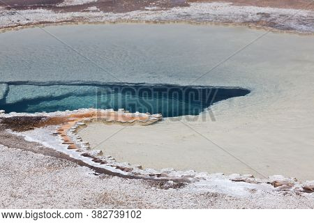 The Bright Blue Thermal Waters Of Doublet Pool With Its Unique Bacteria And Mineral Formations Creat