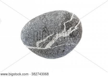 Isolated Peble Stone Cut Out On White Background In Extreme Resolution And Macro Detail