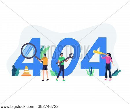 Vector Concept Illustration Of Page Error 404. Website Maintenance Error, Web Page Under Constructio