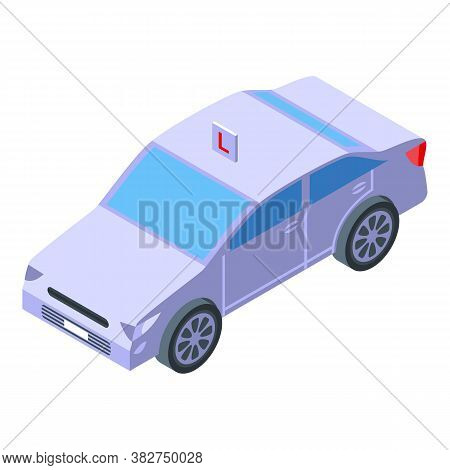 Driving School Car Icon. Isometric Of Driving School Car Vector Icon For Web Design Isolated On Whit