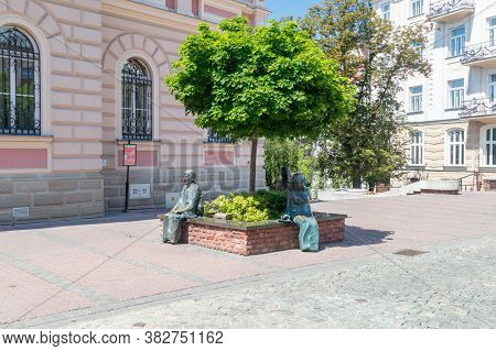 Tarnow, Poland - June 13, 2020: Poets' Bench In Tarnow.