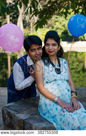 New Delhi India – March 13 2020 : Maternity Shoot Pose For Welcoming New Born Baby In Lodhi Road In