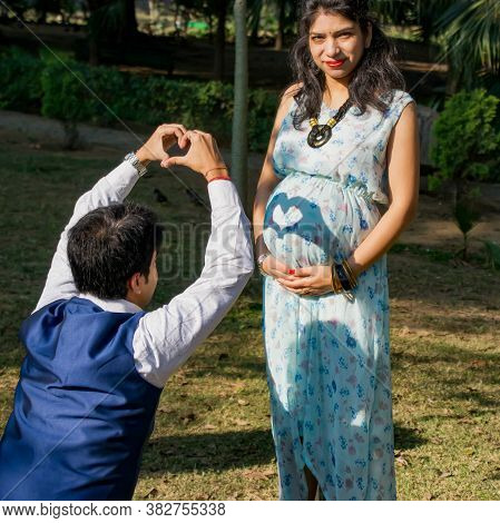 New Delhi India – March 13 2020 : Maternity Shoot Pose For Welcoming New Born Baby In Lodhi Road In