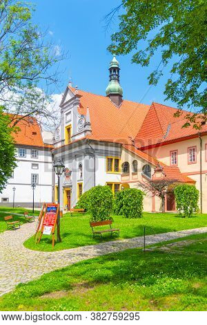 Monastery Of The Order Of The Knights Of The Cross With A Red Star In Cesky Krumlov, Czech Republic.