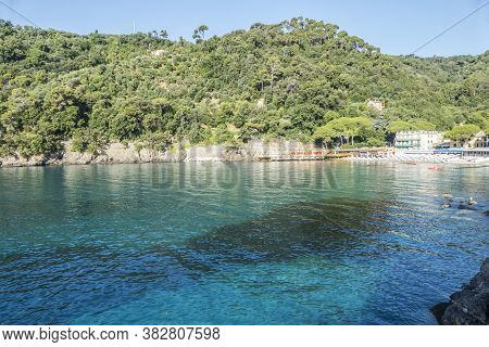 The Bay Of Paraggi In Portofino With Green And Transparent Water