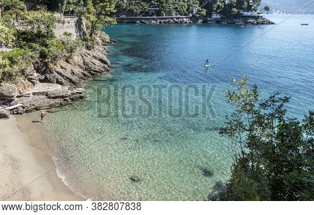 The Bay Of Paraggi In Portofino With Green And Transparent Water