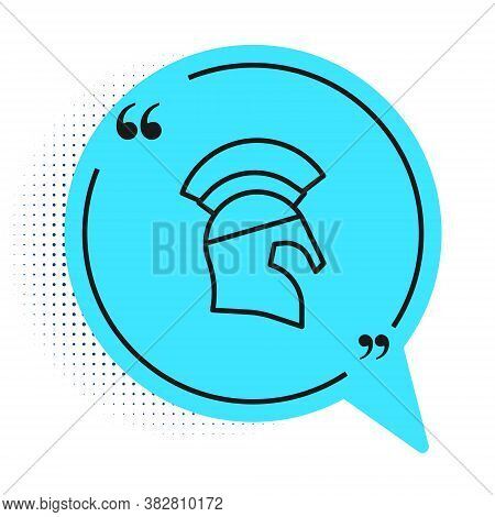 Black Line Greek Helmet Icon Isolated On White Background. Antiques Helmet For Head Protection Soldi