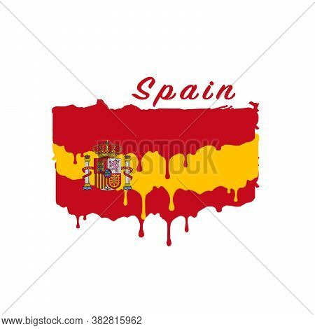 Painted Spain Flag, Spain Flag Paint Drips. Stock Vector Illustration Isolated On White Background