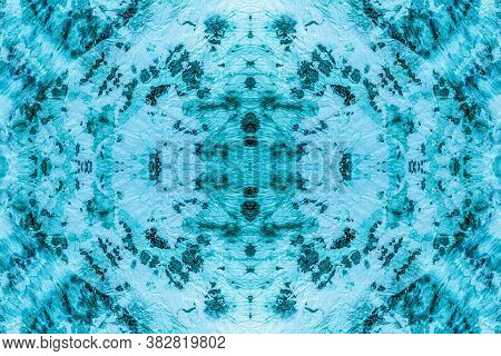 Psychedelic Tie Dye. Seamless Tie And Dye. Turquoise Folk Tie Pattern. Sea Seamless Dyeing. Sky Wate
