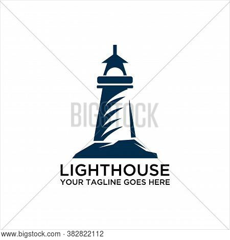 Lighthouse Logo Template. Building Of Lighthouse Logo Vector, Vector Illustration.