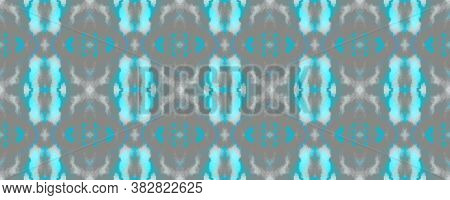 Art Seamless Pattern. Aqua Trellis Geometric. Gray Ethnic Seamless. Geometric Ikat. Aqua Embroidery 