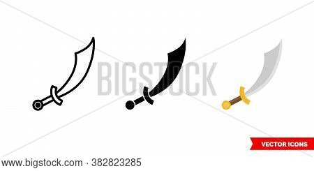 Scimitar Icon Of 3 Types Color, Black And White, Outline. Isolated Vector Sign Symbol.