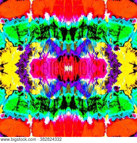 Yellow Beautiful Tie Fashion. Seamless Repeat. Multicolored Graffiti Tie-dye. Vivid Acrylic. Seamles