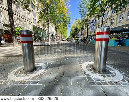 Vienna, Austria - August 28, 2020: Pedestrian Area Of Mariahilferstrasse Street In Vienna. Mariahilf